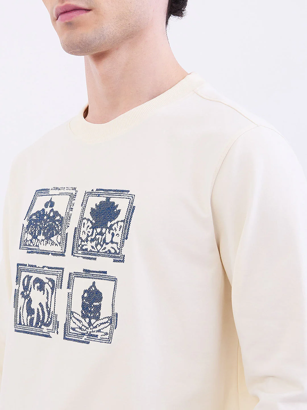 Men Sweatshirt Off White Slim Fit - Image 6