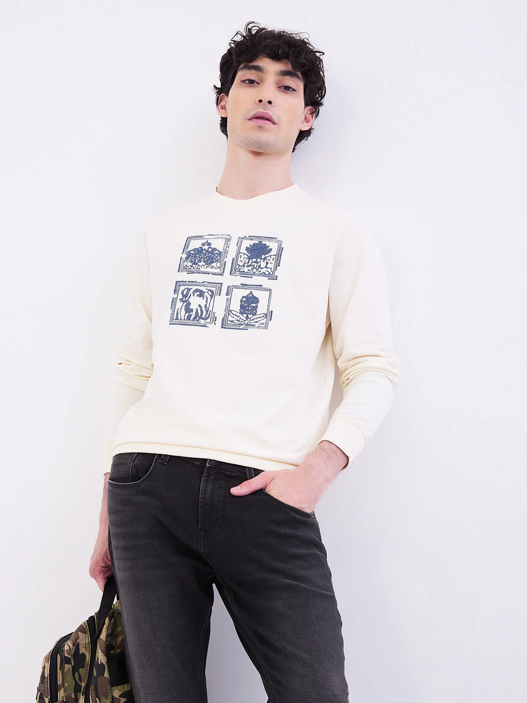 Men Sweatshirt Off White Slim Fit - Image 7