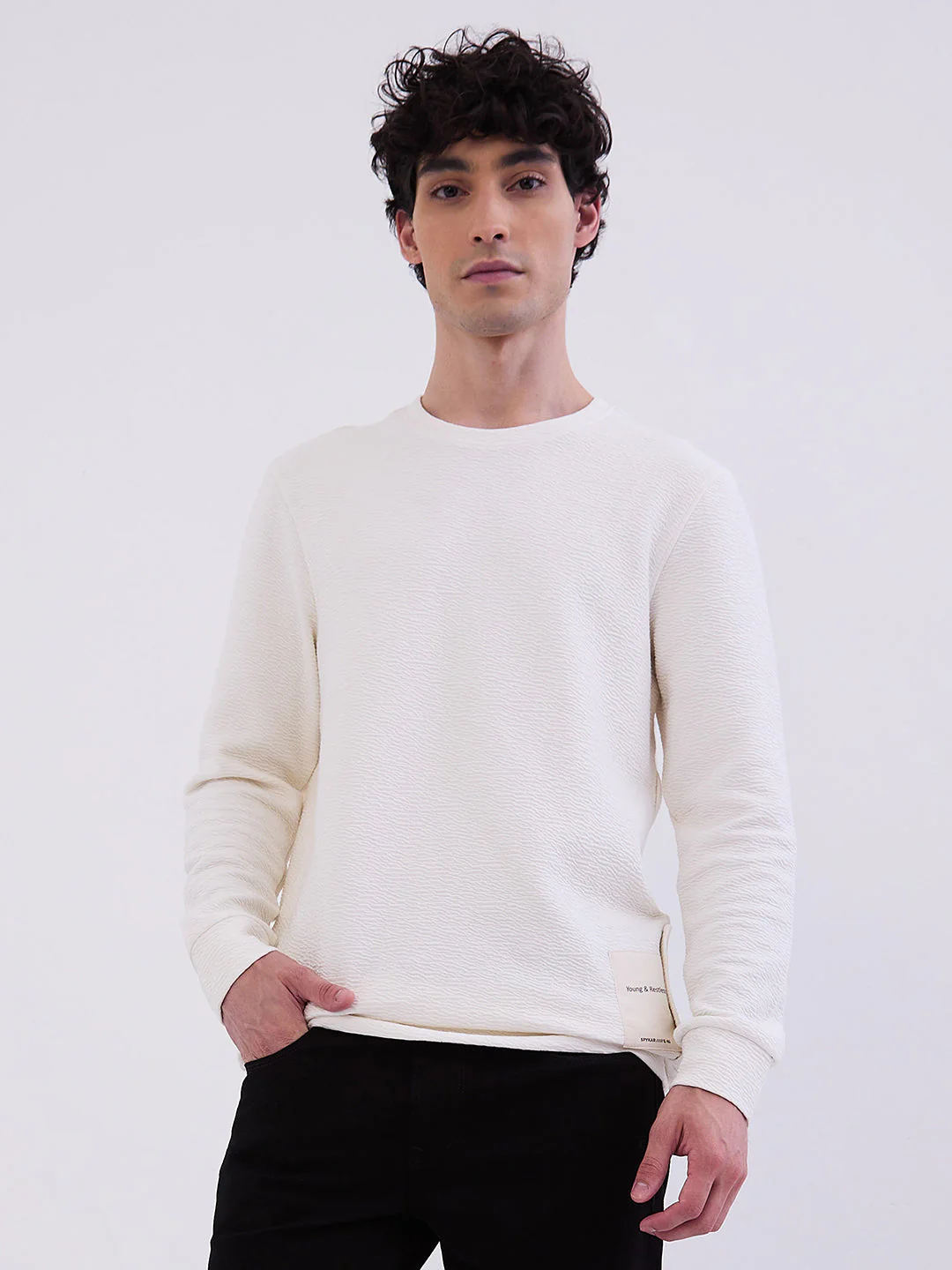 Men Sweatshirt Off White Slim Fit - Image 2
