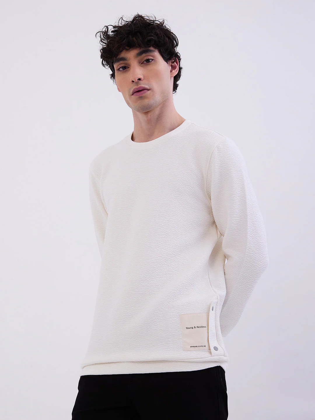 Men Sweatshirt Off White Slim Fit - Image 3