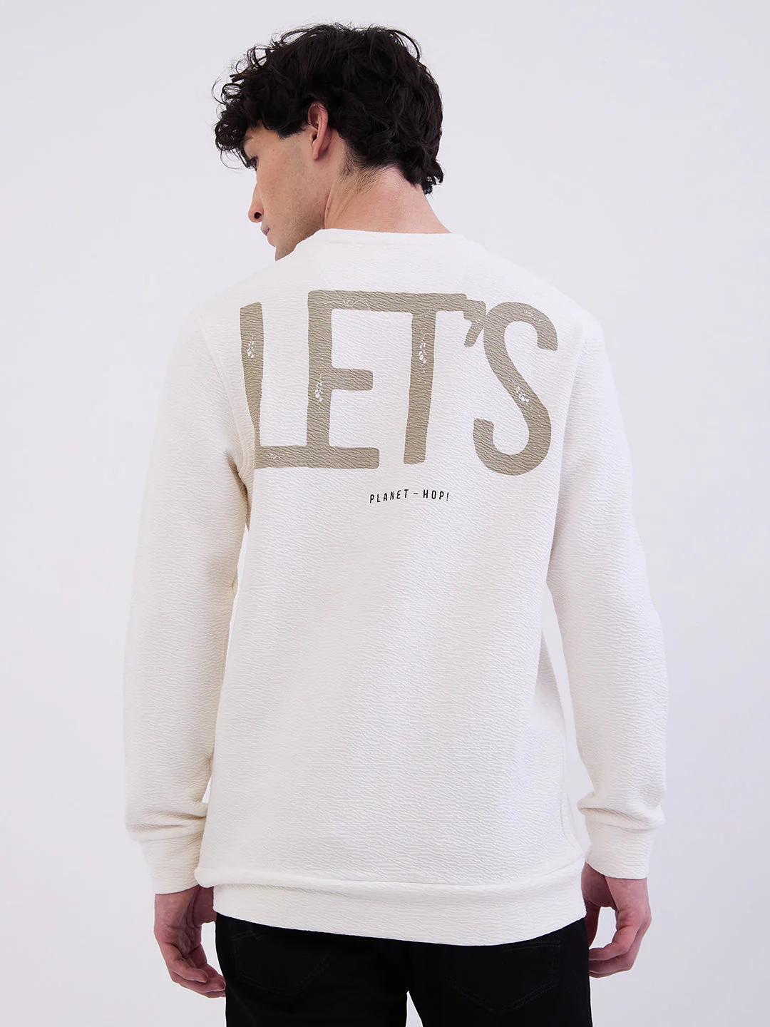 Men Sweatshirt Off White Slim Fit - Image 4