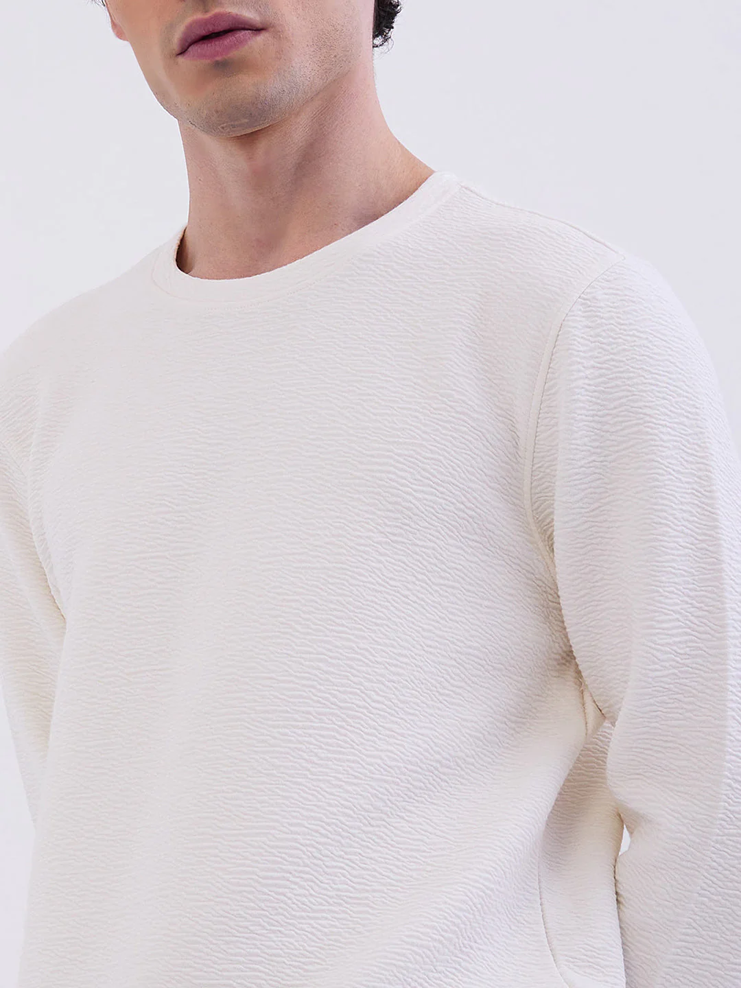 Men Sweatshirt Off White Slim Fit - Image 6