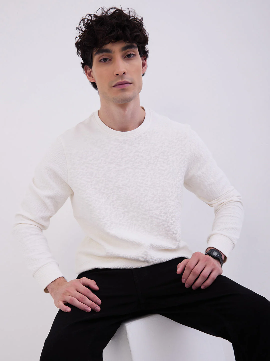 Men Sweatshirt Off White Slim Fit - Image 7
