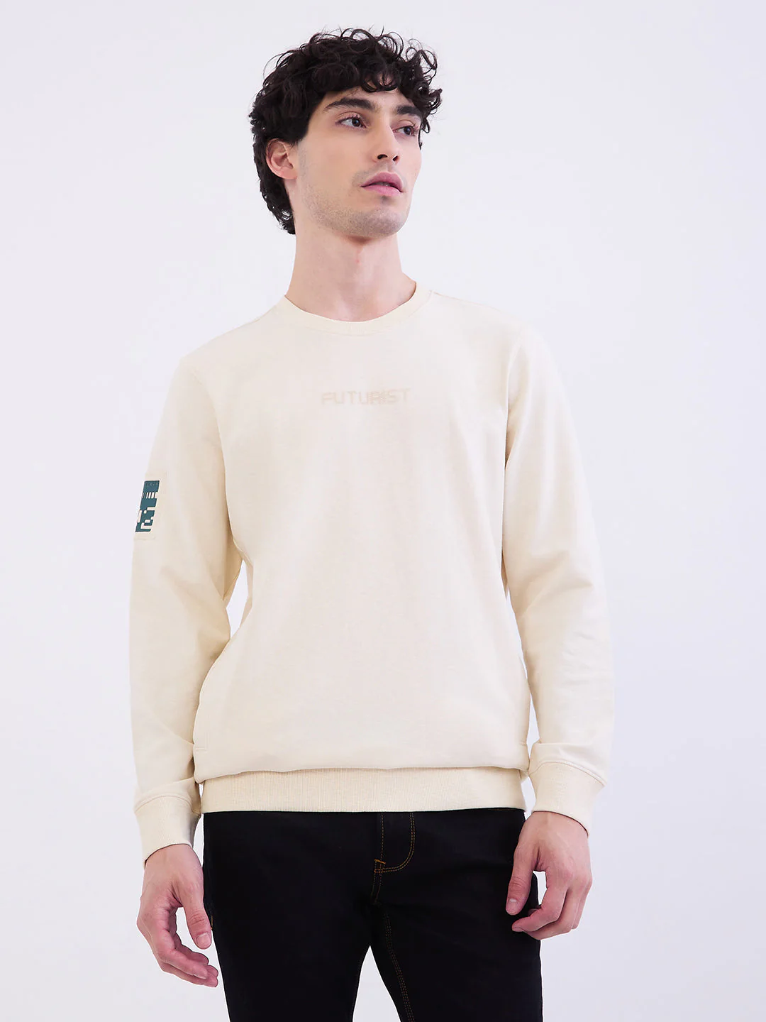 Men Sweatshirt Off White Slim Fit - Image 2
