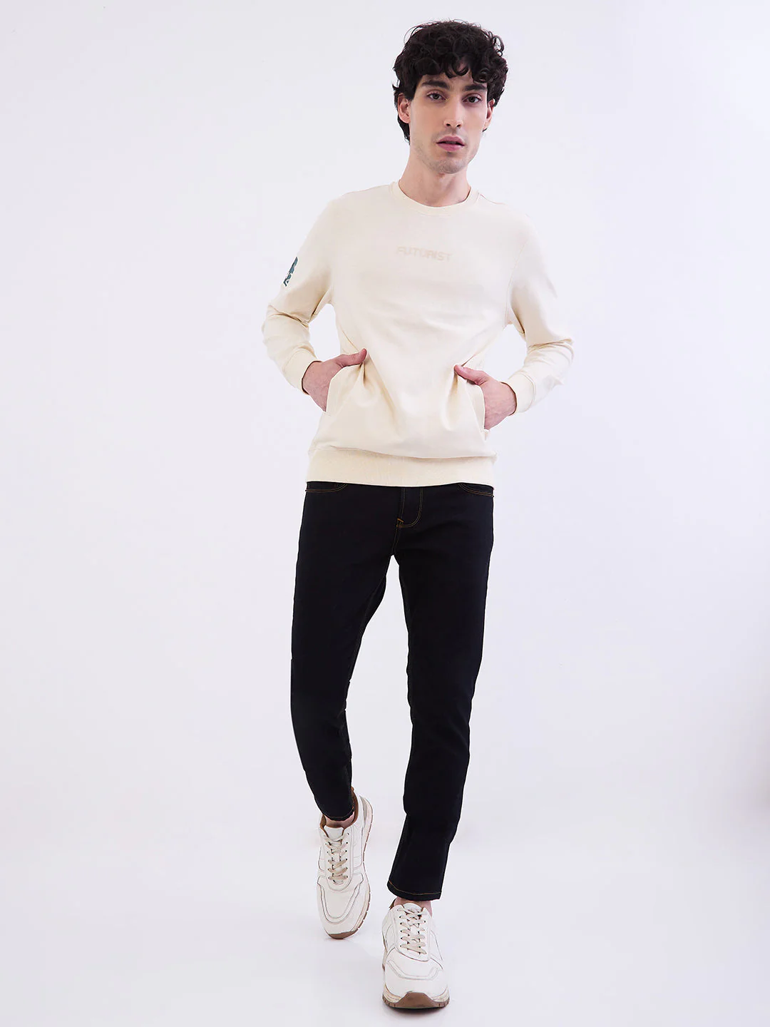 Men Sweatshirt Off White Slim Fit - Image 5