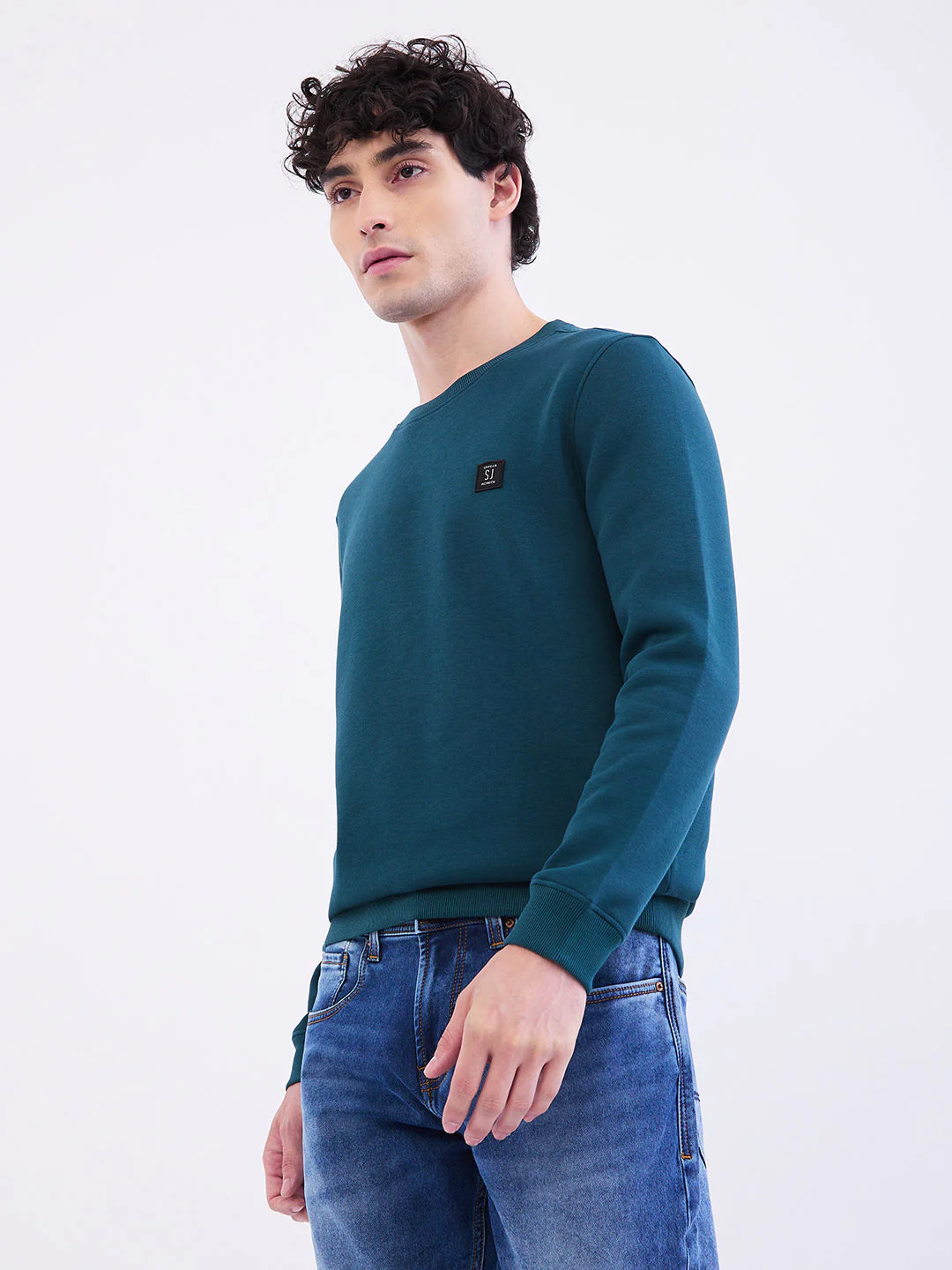 Men Sweatshirt Green Slim Fit - Image 3