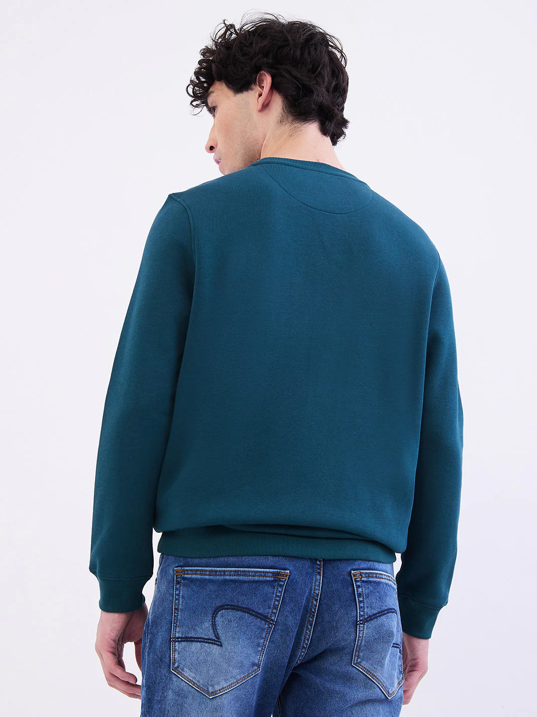 Men Sweatshirt Green Slim Fit - Image 4