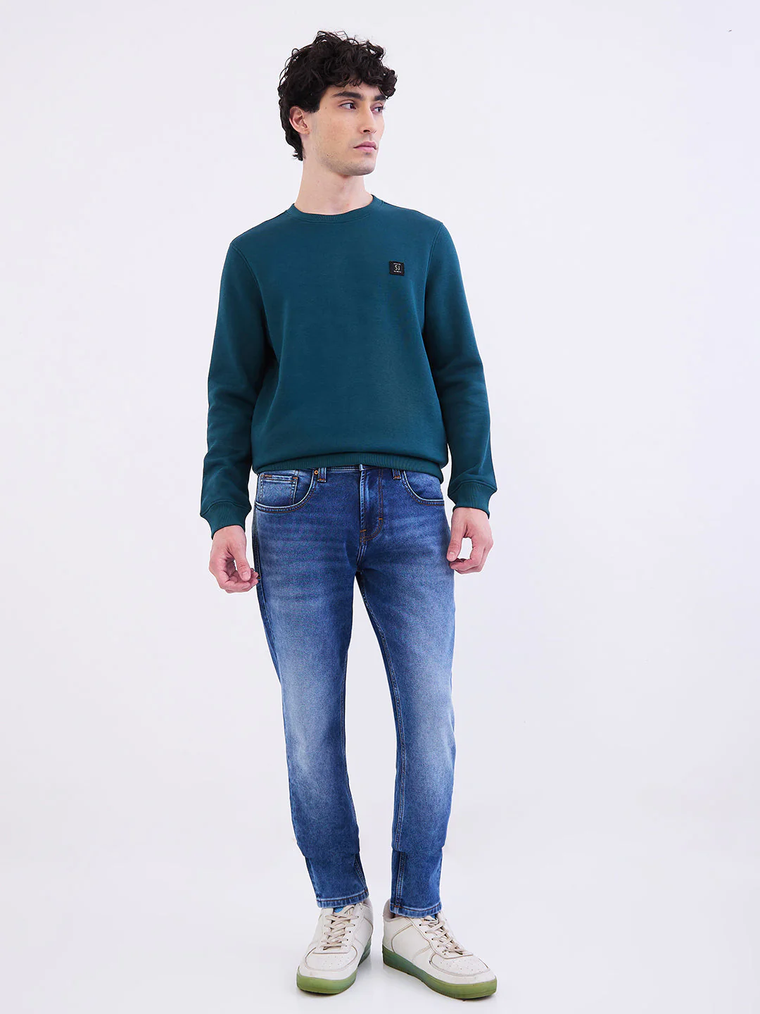 Men Sweatshirt Green Slim Fit - Image 5