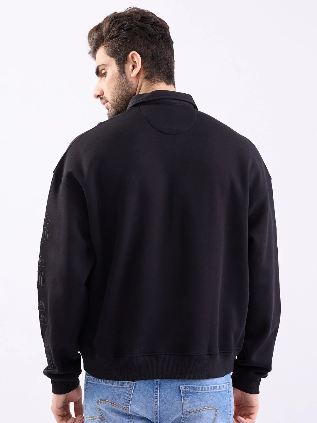 Men Sweatshirt Black Slim Fit - Image 4