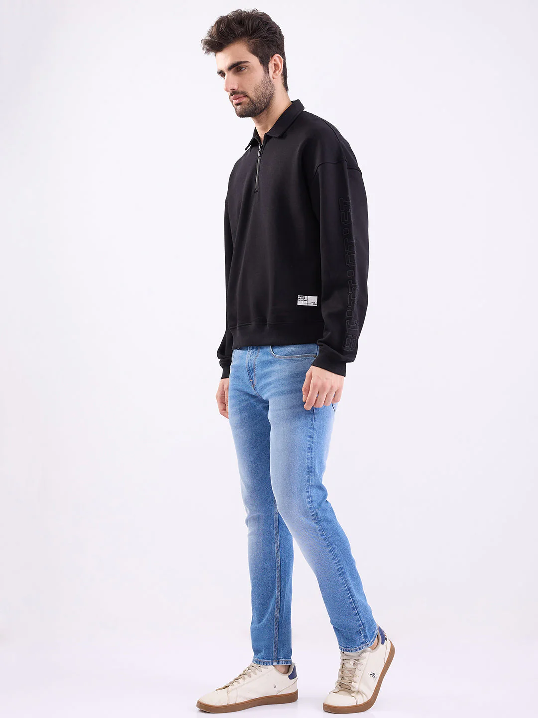 Men Sweatshirt Black Slim Fit - Image 5