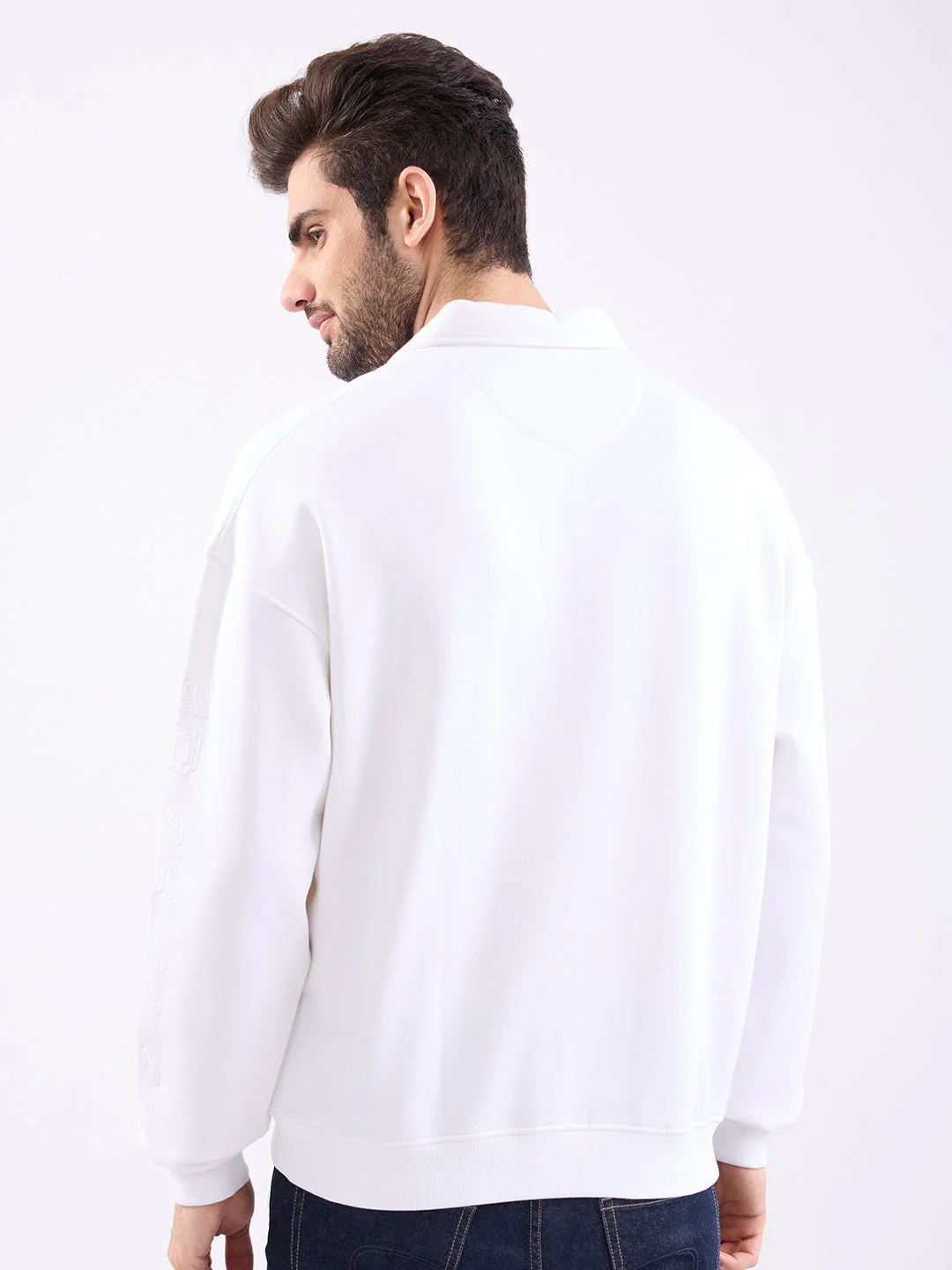 Men Sweatshirt White Slim Fit - Image 4