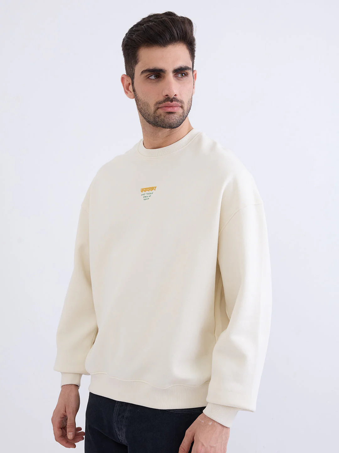 Men Sweatshirt Off White Oversize Fit - Image 3
