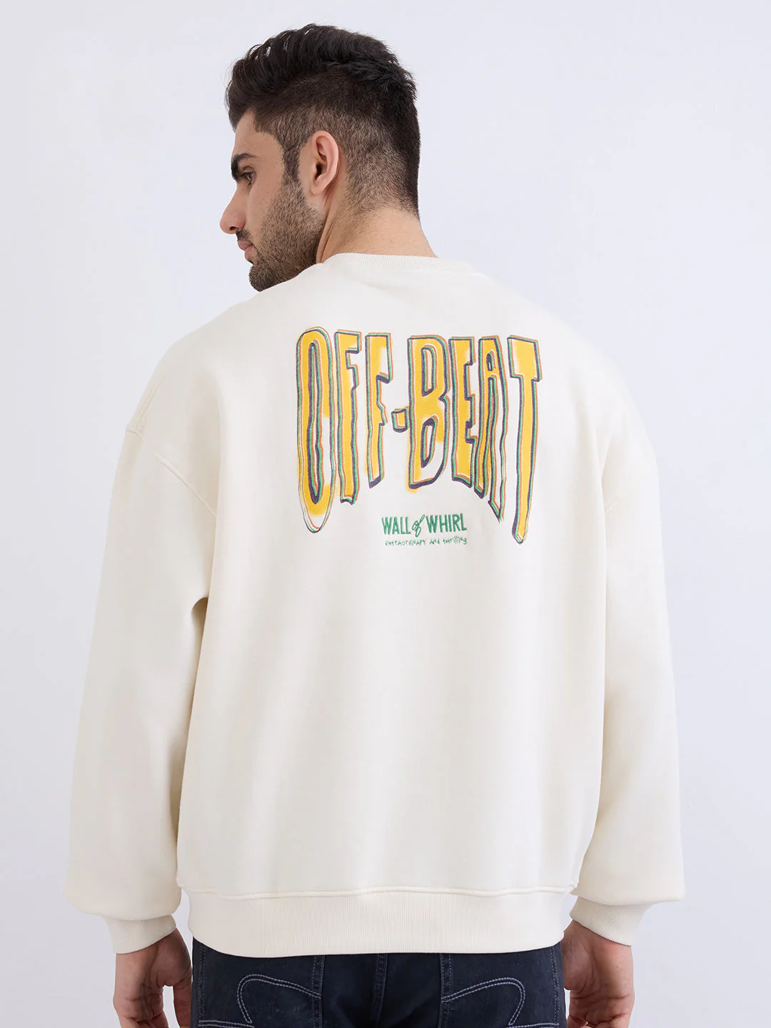 Men Sweatshirt Off White Oversize Fit - Image 4