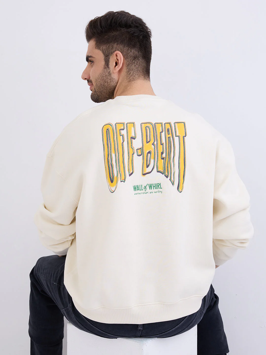 Men Sweatshirt Off White Oversize Fit - Image 8
