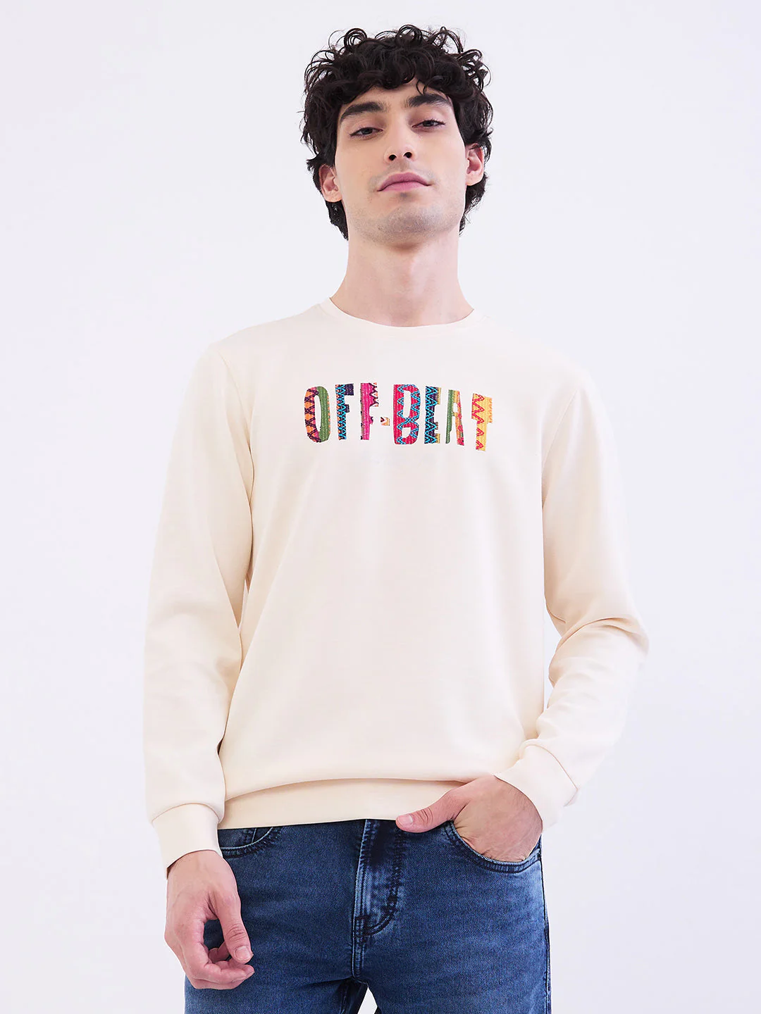 Men Sweatshirt Off White Slim Fit - Image 2