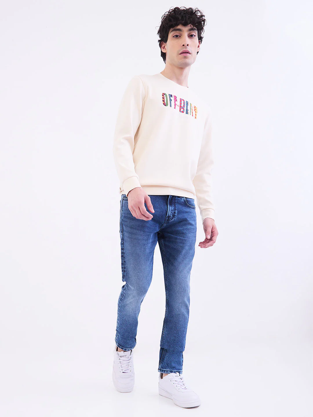Men Sweatshirt Off White Slim Fit - Image 5