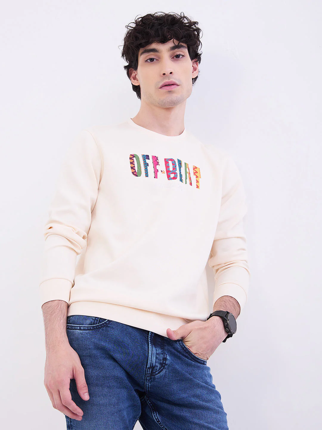 Men Sweatshirt Off White Slim Fit - Image 7