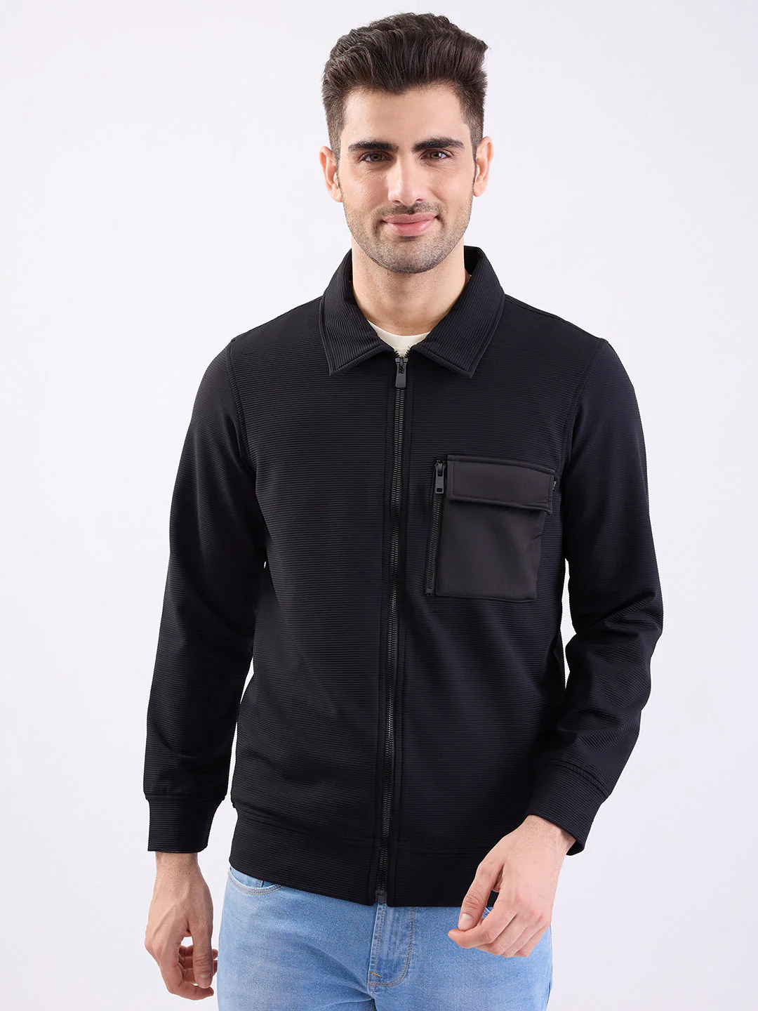 Men Shacket Black Straight Fit - Image 2