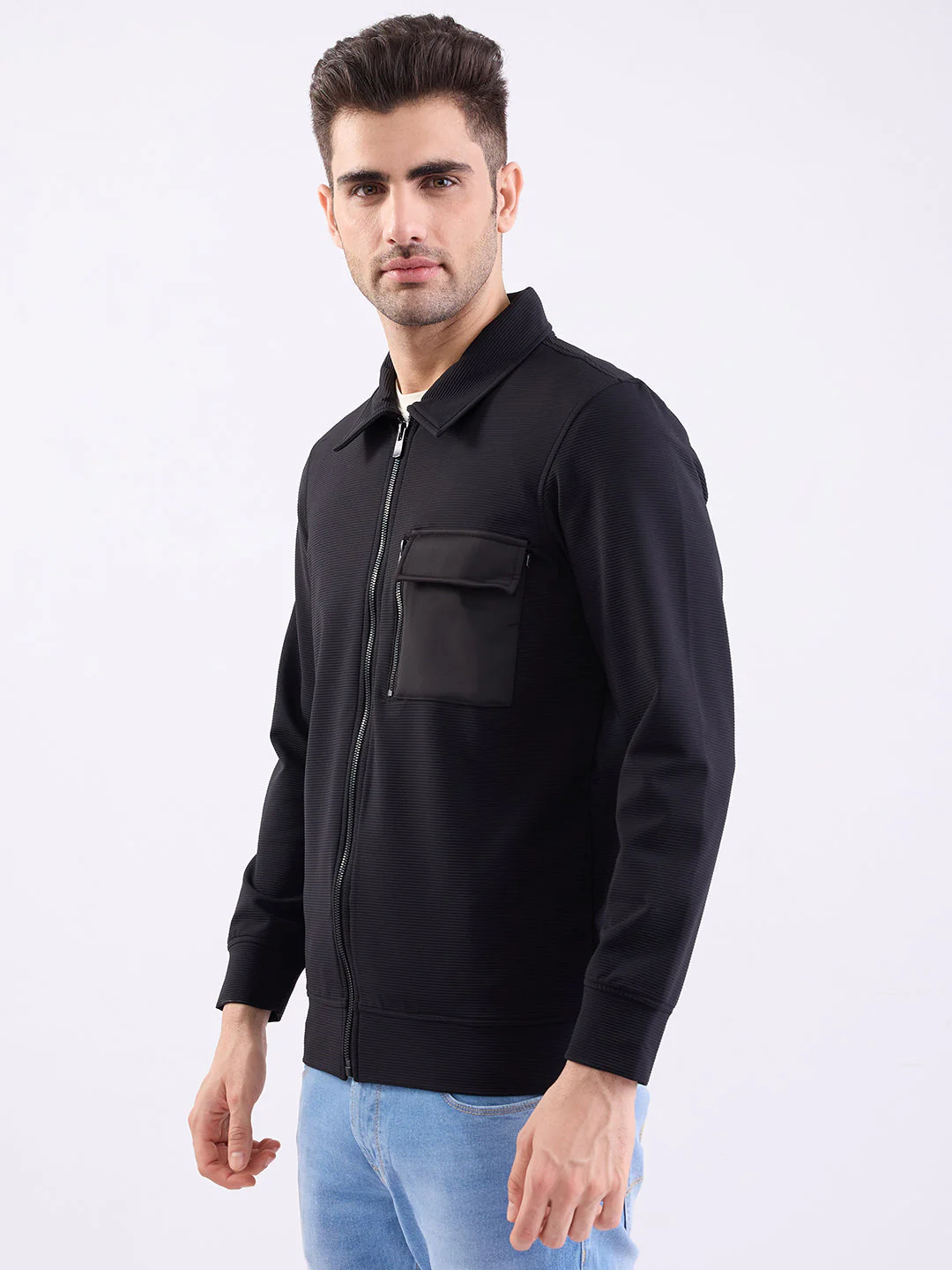 Men Shacket Black Straight Fit - Image 3