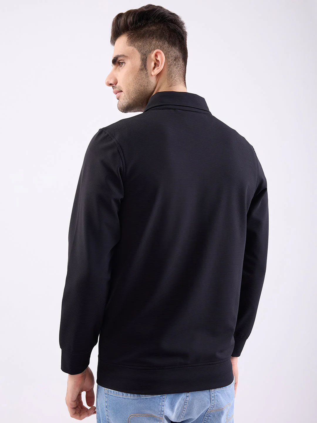 Men Shacket Black Straight Fit - Image 4