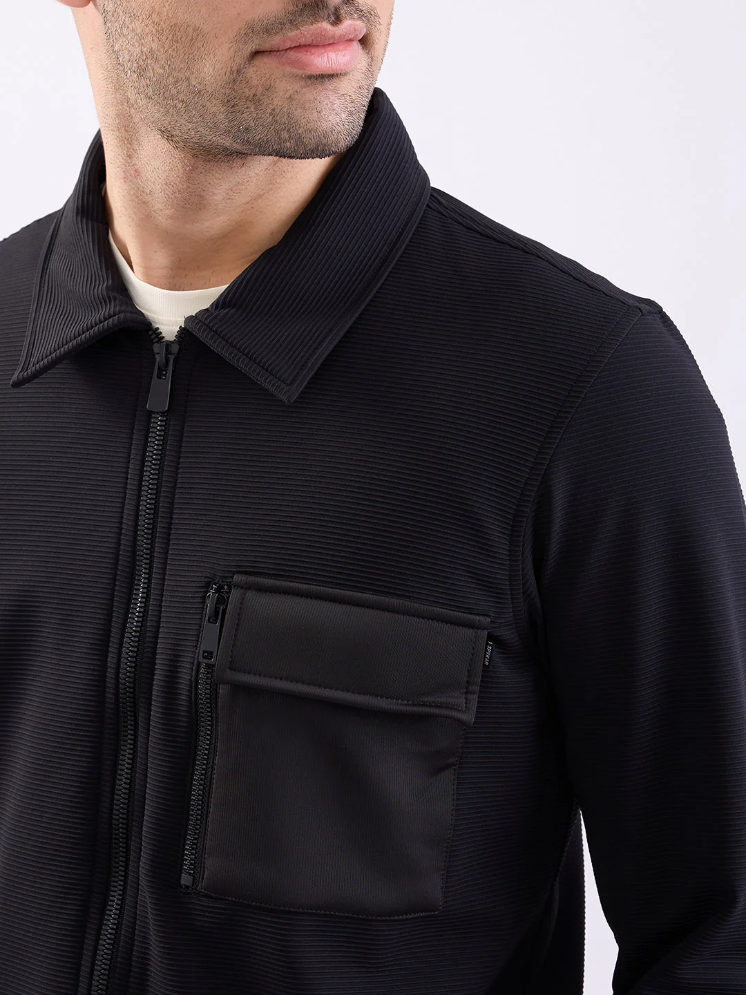 Men Shacket Black Straight Fit - Image 5