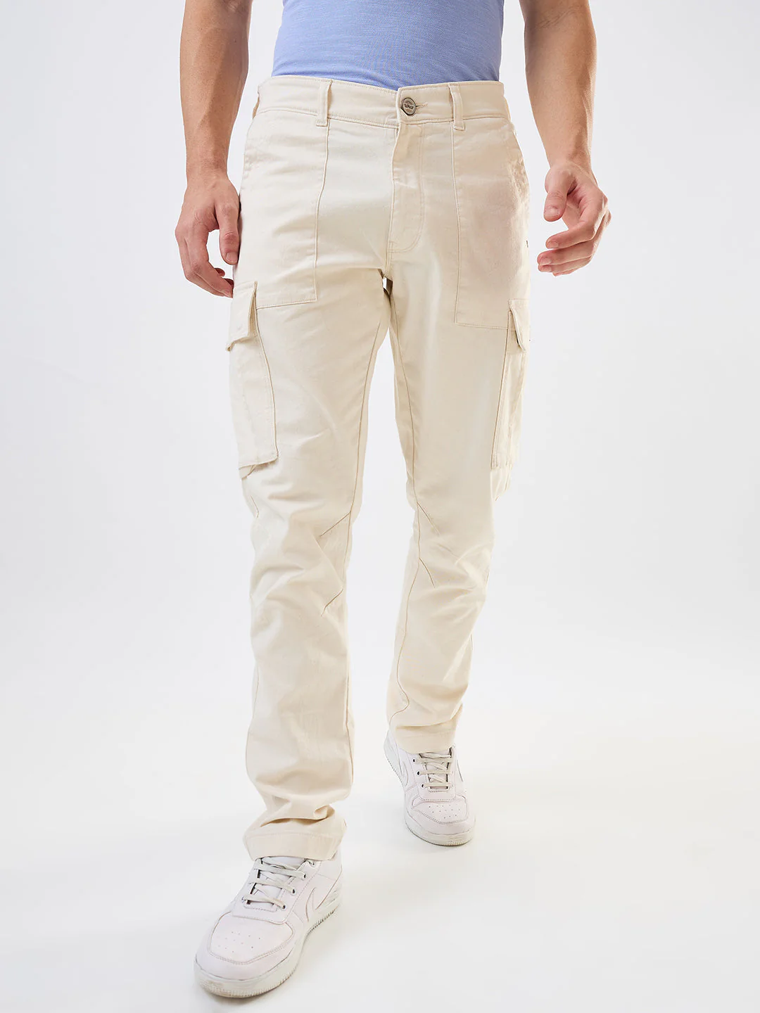 Men Cargo Regular Fit White Mid Rise - Image 2