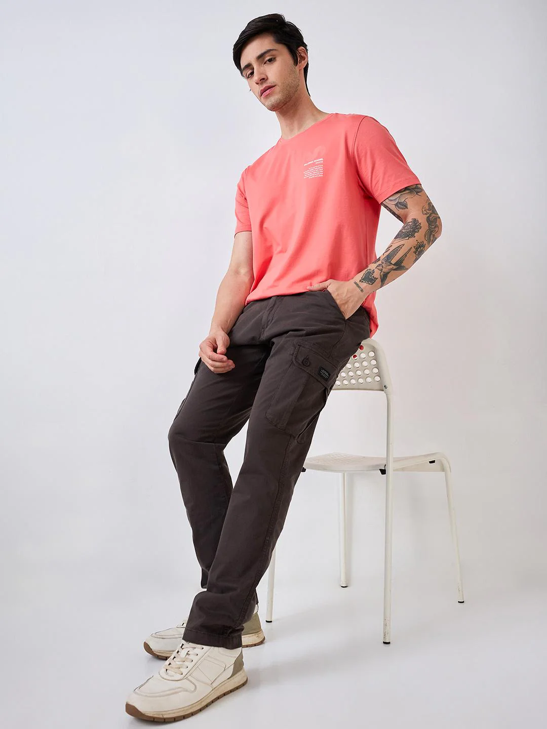 Men Cargo Regular Fit Grey Mid Rise - Image 7