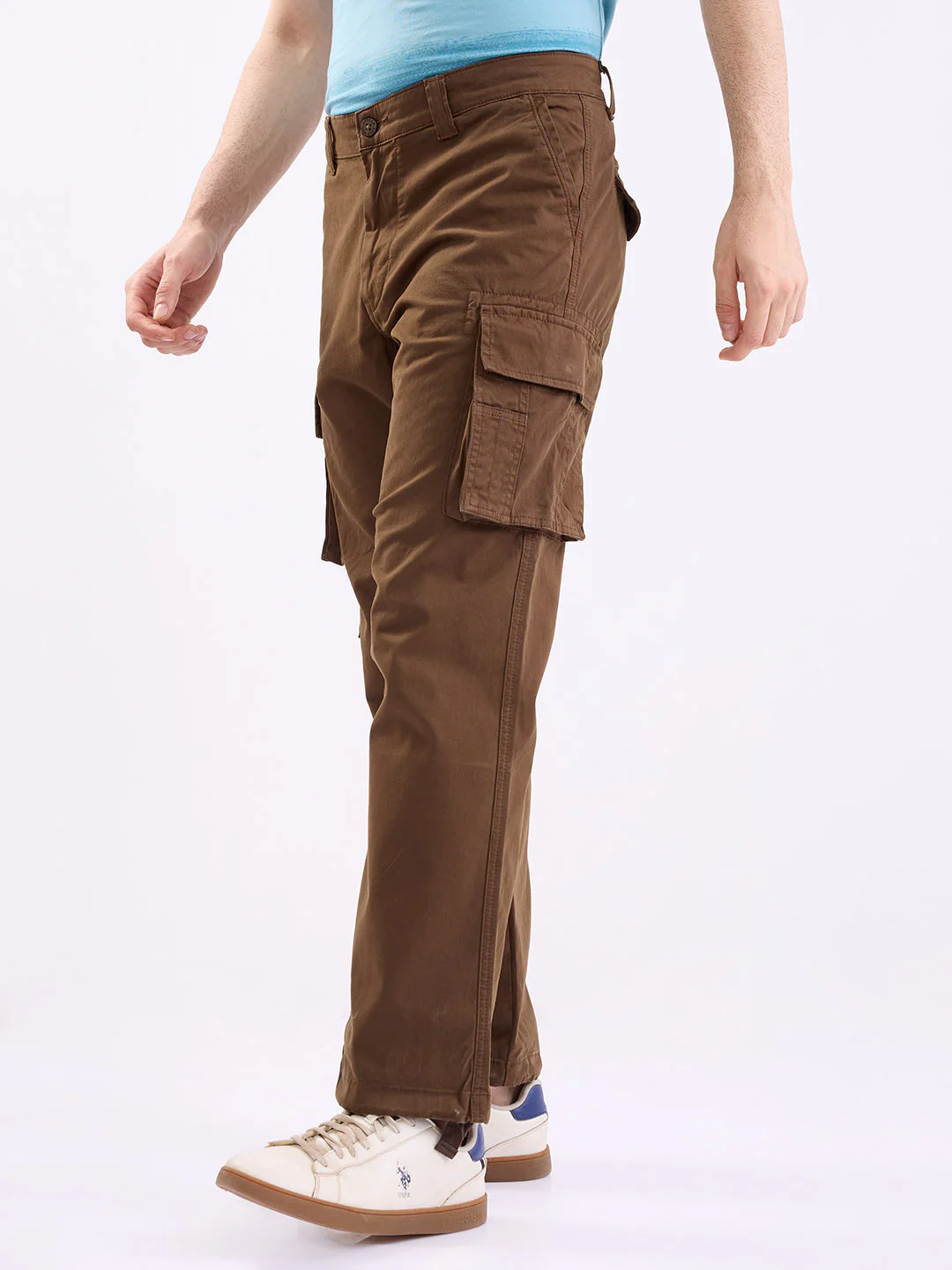 Men Trouser Relaxed Fit Brown Mid Rise - Image 3