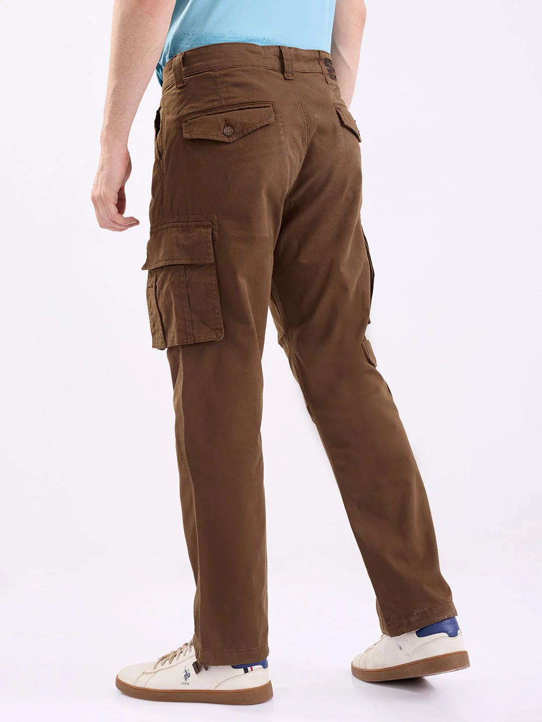 Men Trouser Relaxed Fit Brown Mid Rise - Image 4