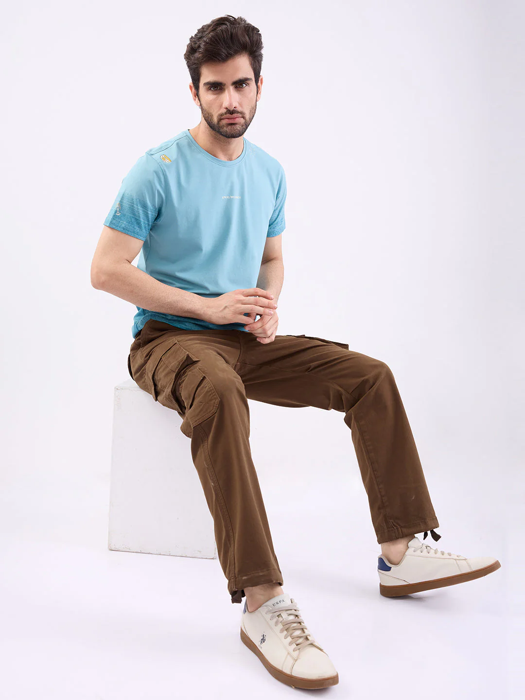 Men Trouser Relaxed Fit Brown Mid Rise - Image 7
