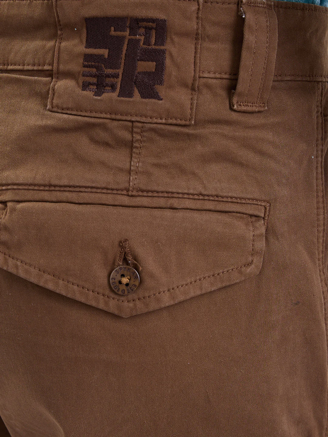 Men Trouser Relaxed Fit Brown Mid Rise - Image 8