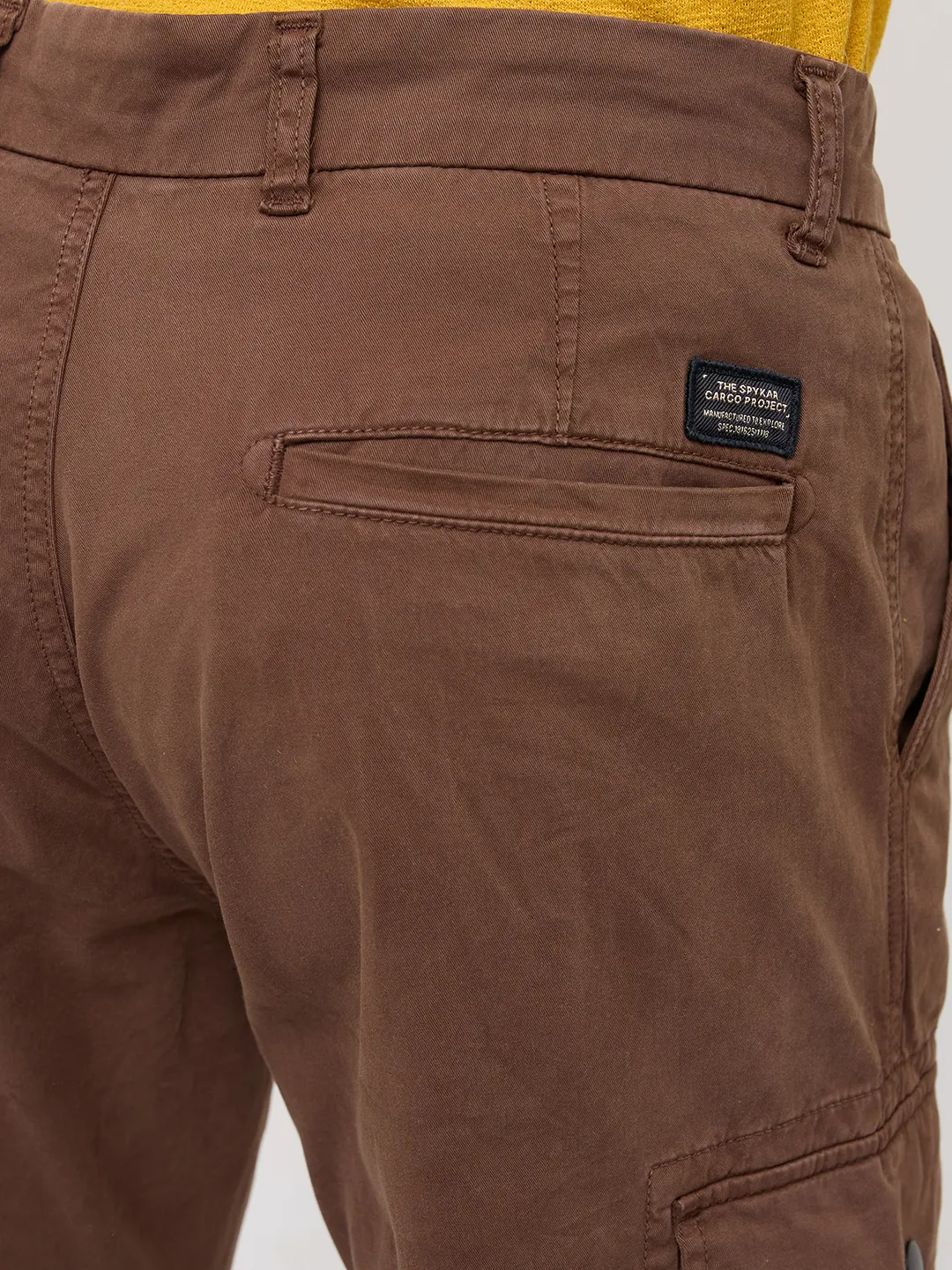 Men Trouser Cargo Fit Brown Mid Rise - Image 8