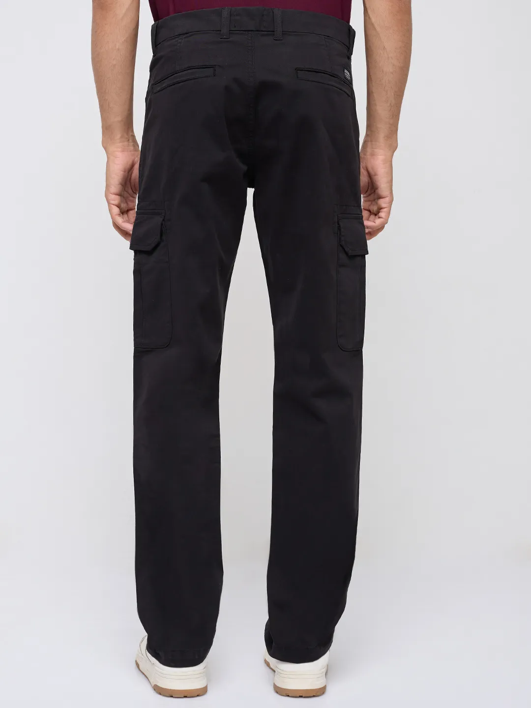 Men Trouser Cargo Fit Jet Black Mid Rise - Image 5