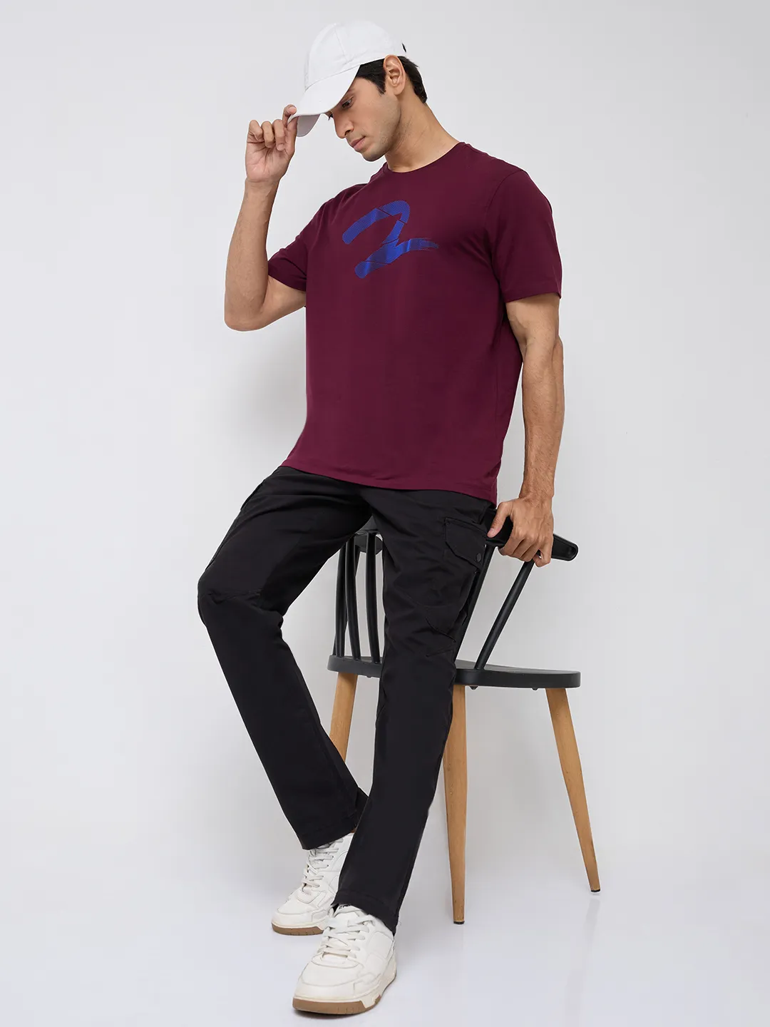Men Trouser Cargo Fit Jet Black Mid Rise - Image 7