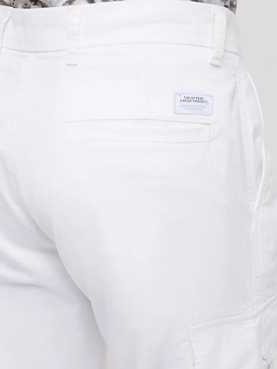 Men Trouser Cargo Fit White Mid Rise - Image 8
