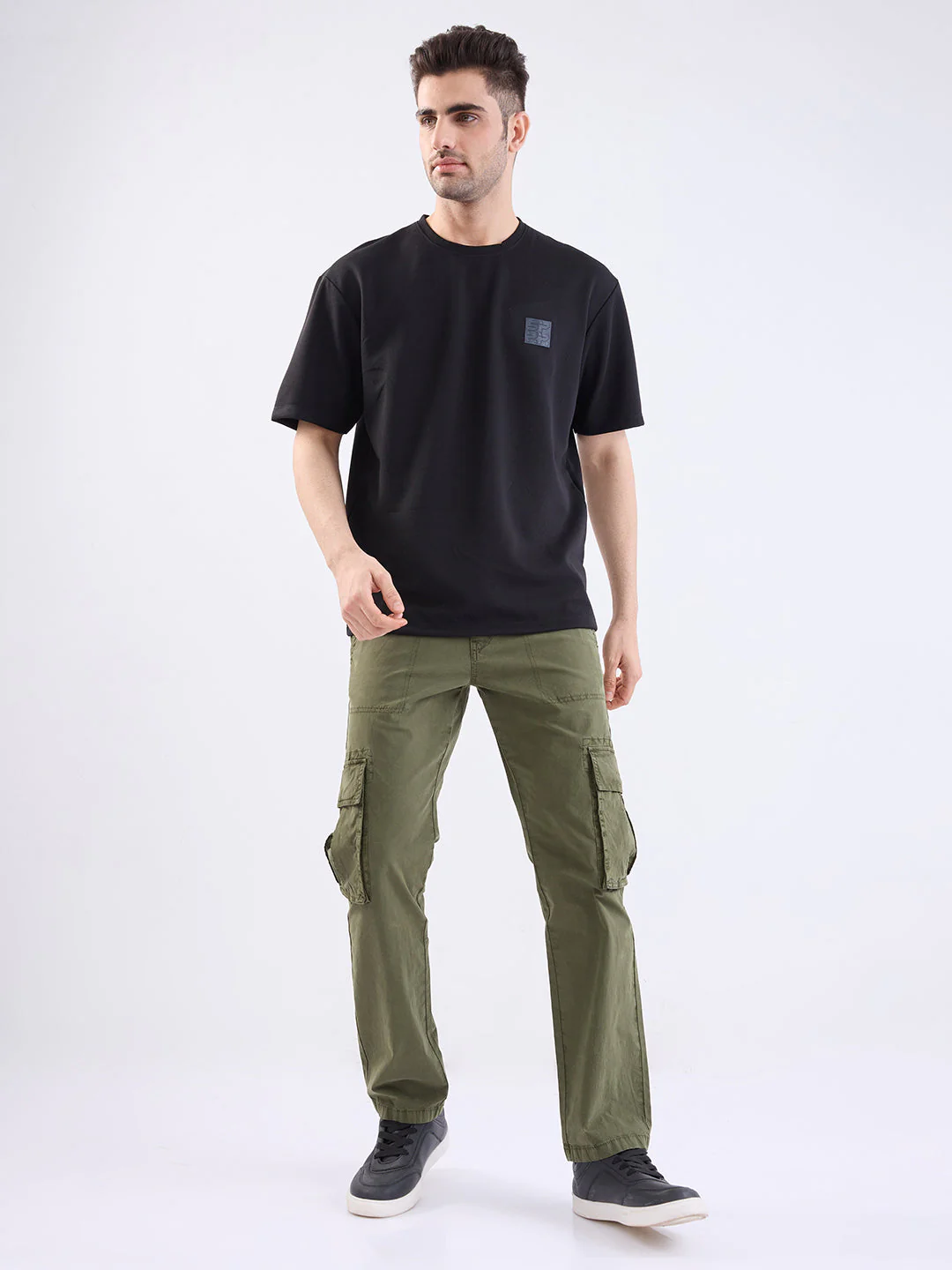 Men Trouser Relaxed Fit Green Mid Rise - Image 5