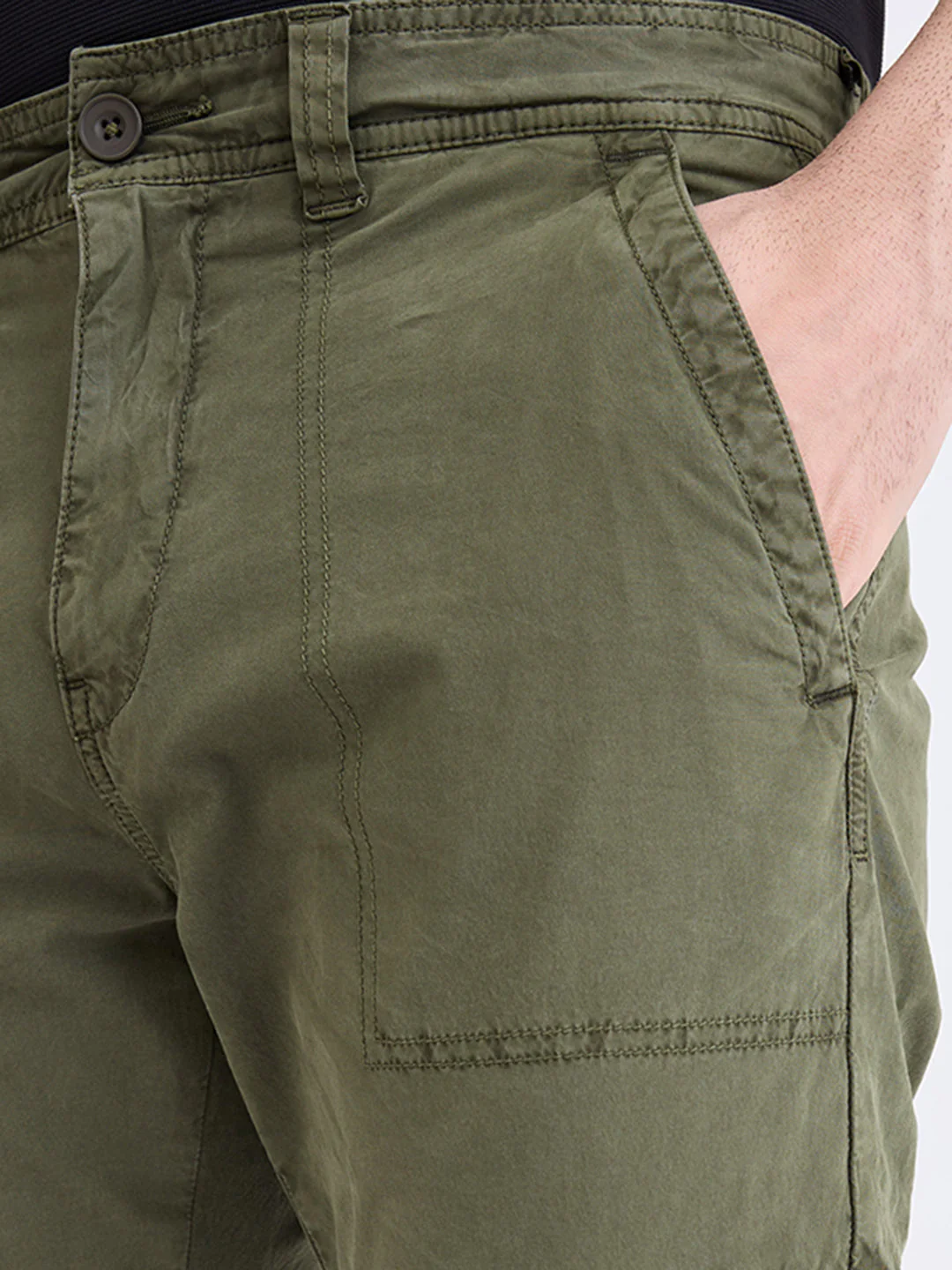 Men Trouser Relaxed Fit Green Mid Rise - Image 6