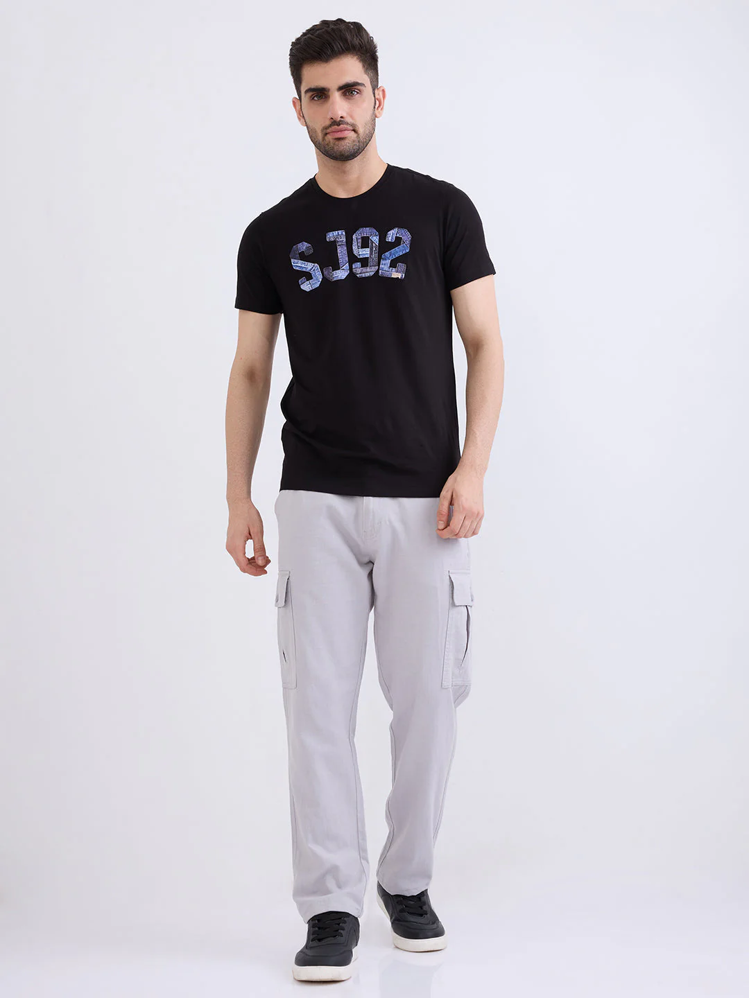 Men Trouser Straight Fit Grey Mid Rise - Image 5