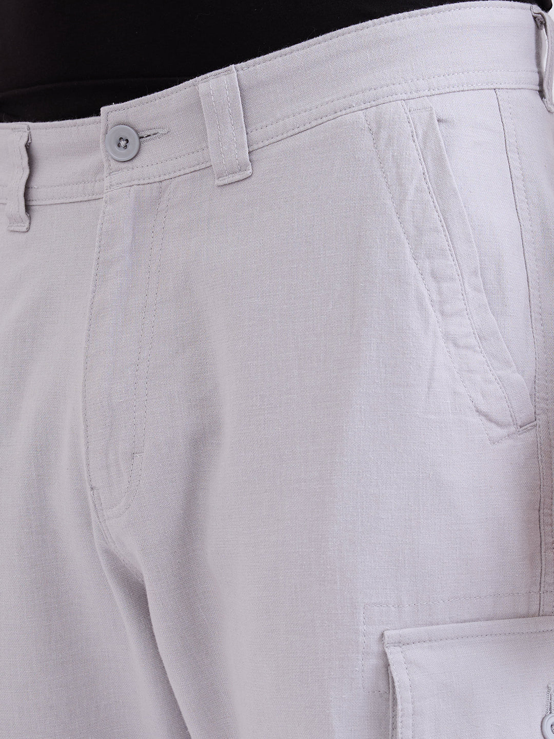Men Trouser Straight Fit Grey Mid Rise - Image 6