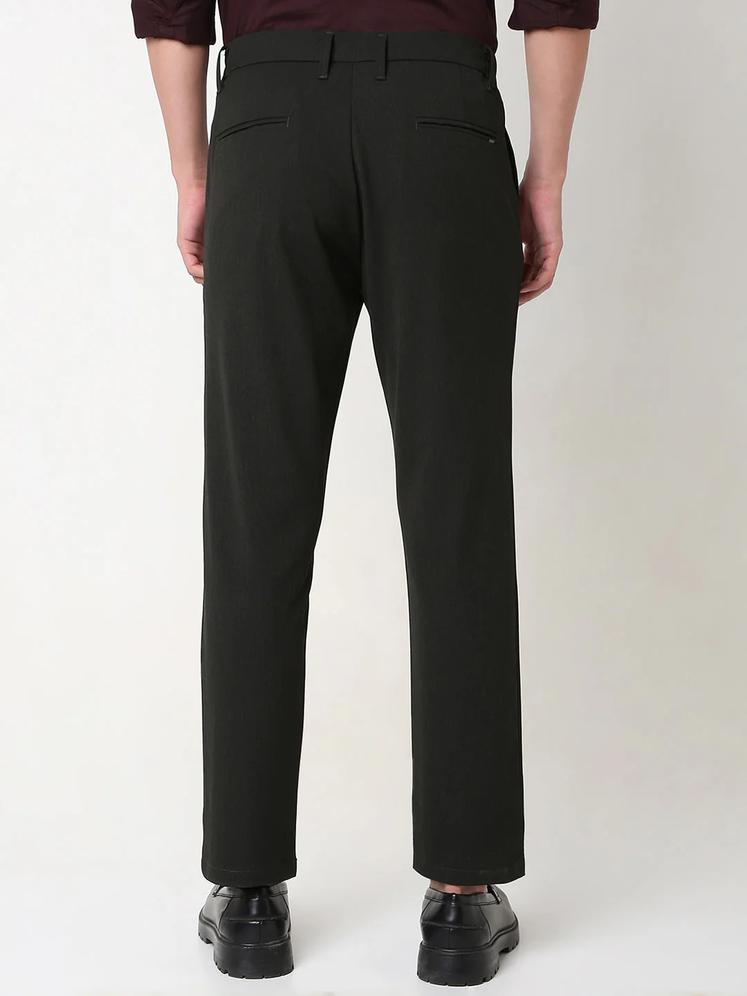 Men Trouser Slim Fit Green Mid Rise - Image 5