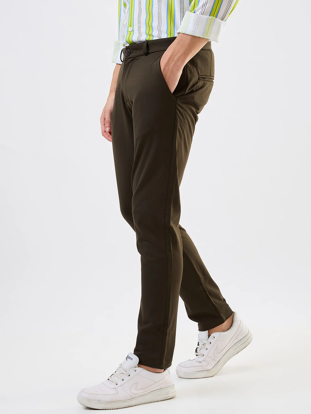 Men Cargo Slim Fit Green Mid Rise - Image 4