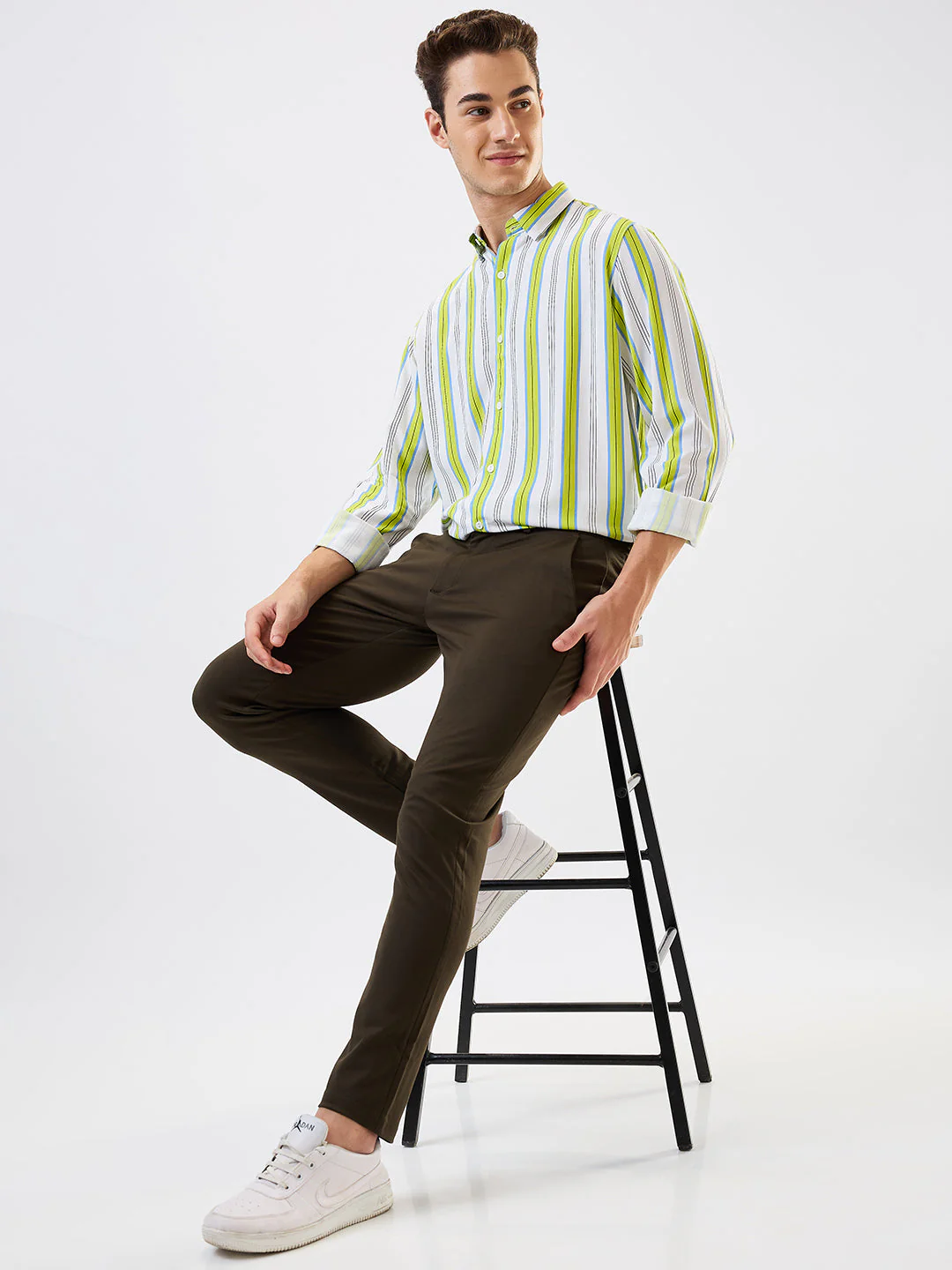 Men Cargo Slim Fit Green Mid Rise - Image 6