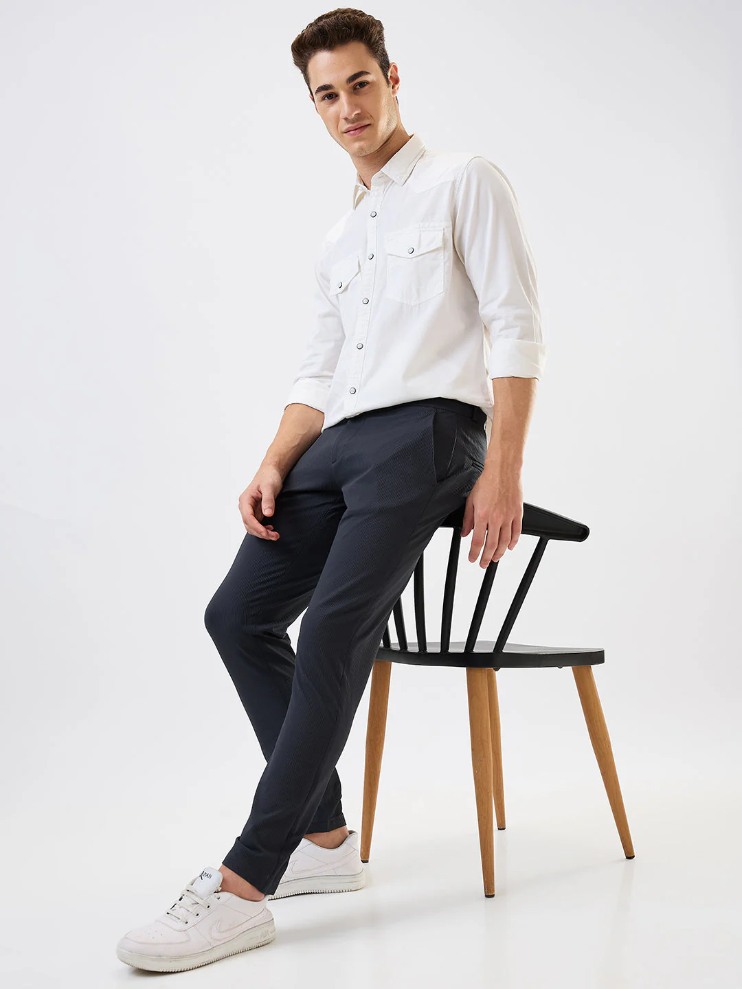 Men Cargo Slim Fit Grey Mid Rise - Image 6