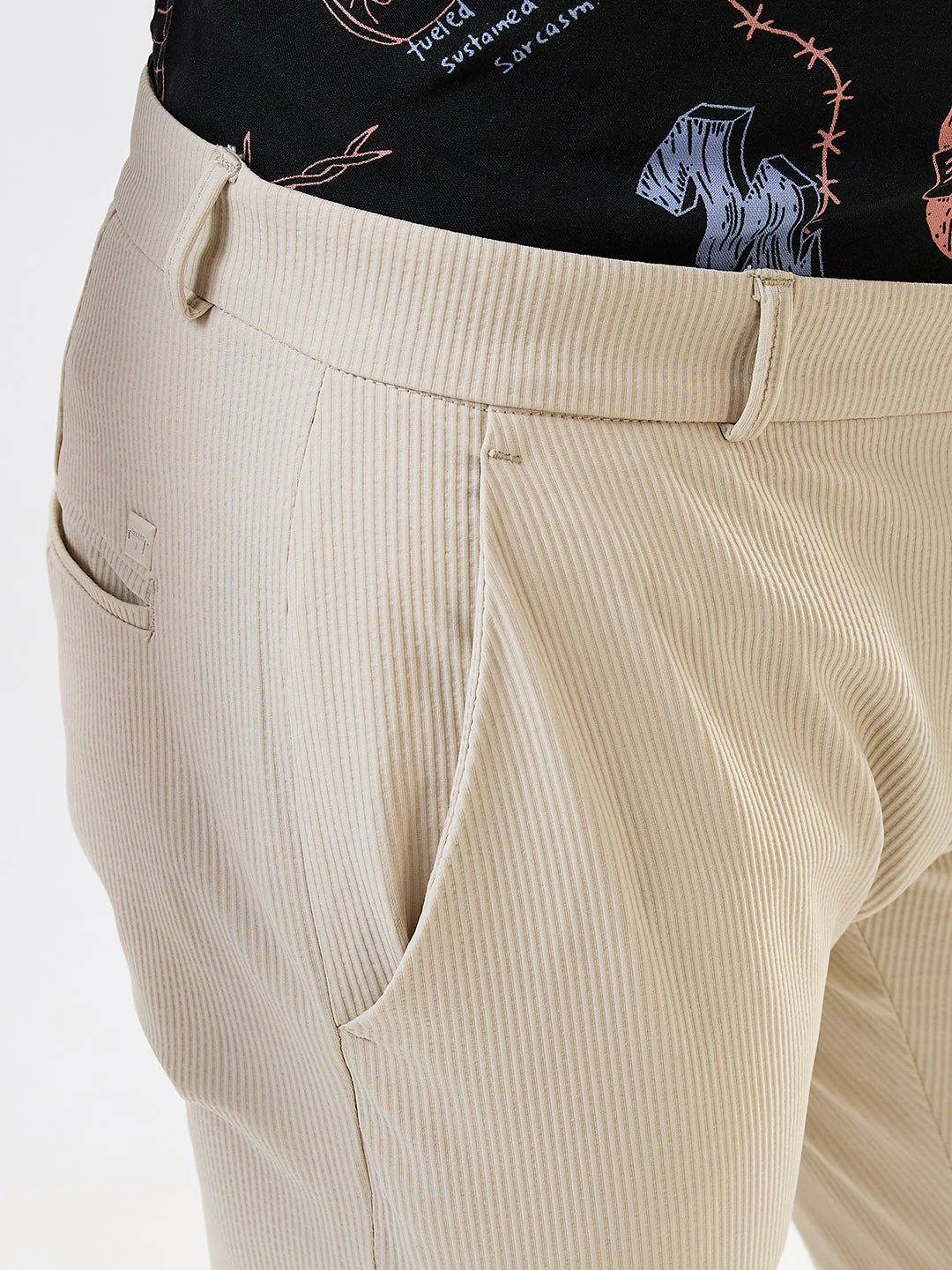 Men Cargo Slim Fit Beige Mid Rise - Image 5