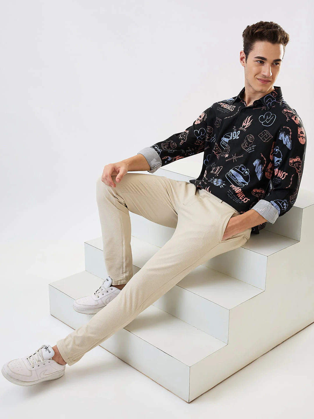 Men Cargo Slim Fit Beige Mid Rise - Image 6