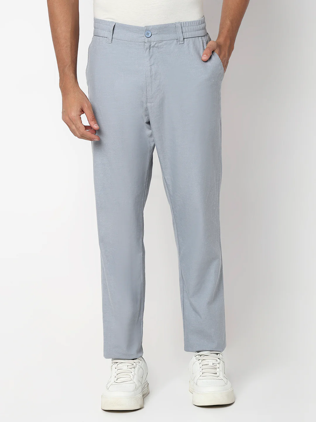 Men Trouser Regular Fit Grey Mid Rise - Image 2