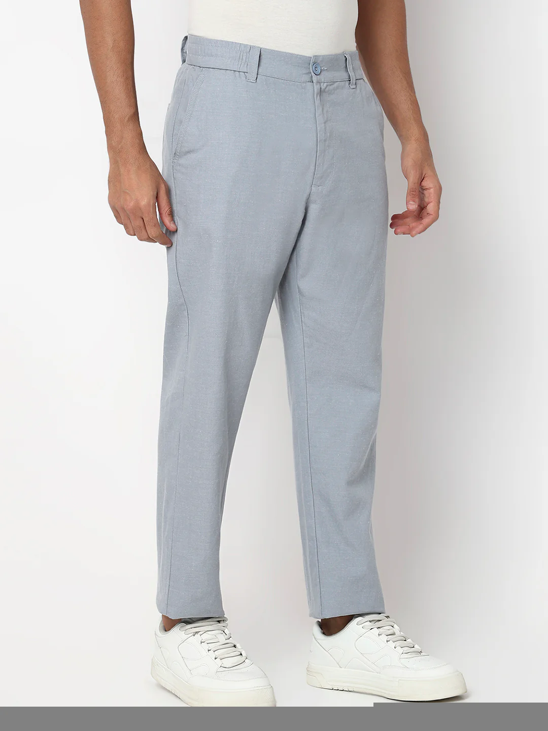 Men Trouser Regular Fit Grey Mid Rise - Image 4