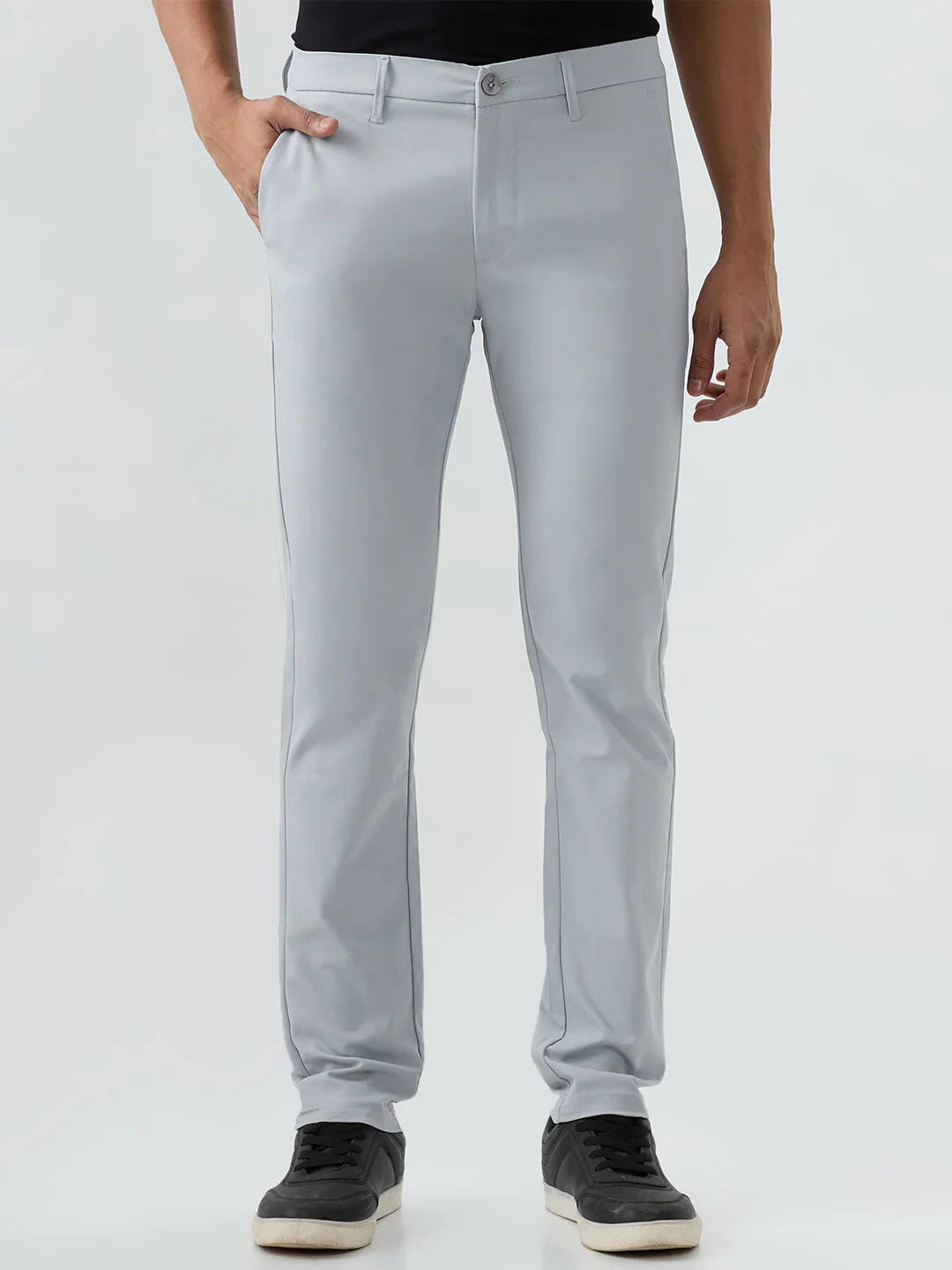 Men Trouser Grey Mid Rise