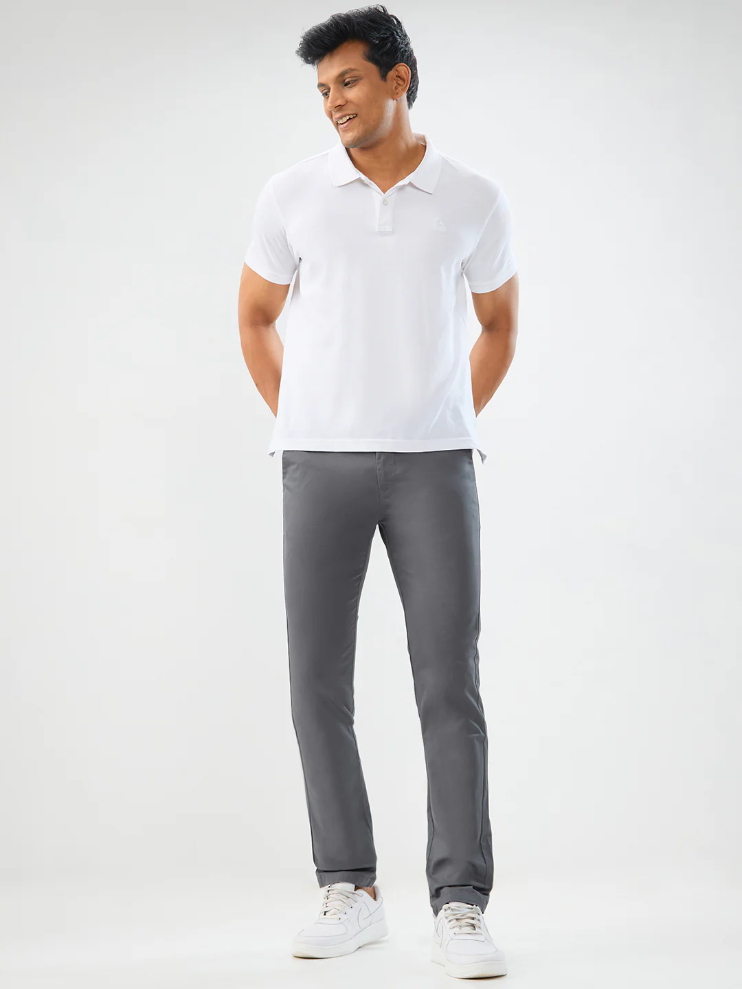 Men Trouser Slim Fit Grey Mid Rise - Image 6
