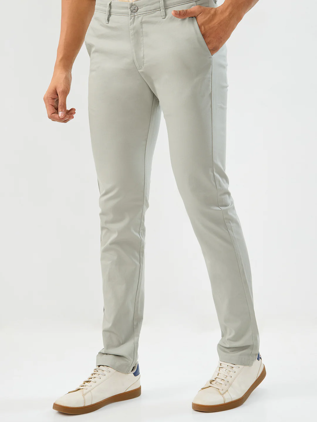 Men Trouser Slim Fit Green Mid Rise - Image 4